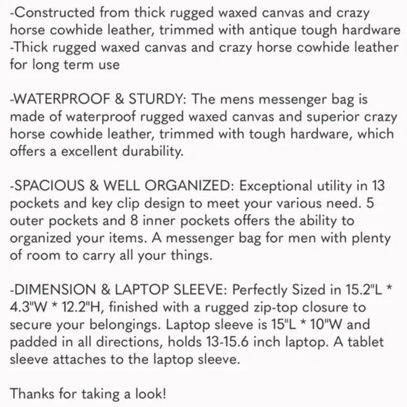 New Leather / Canvas Laptop Computer Bag Briefcase - Picture 11 of 12